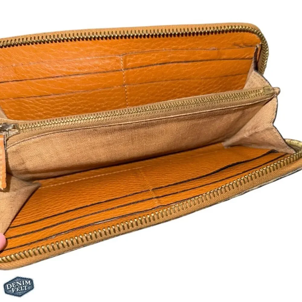 Fendi Selleria Roma Embossed Horse Logo Leather Tan ZipAround Long Wallet | RARE